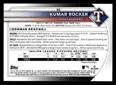 2025 Bowman #80 Kumar Rocker - Baseball Card Single