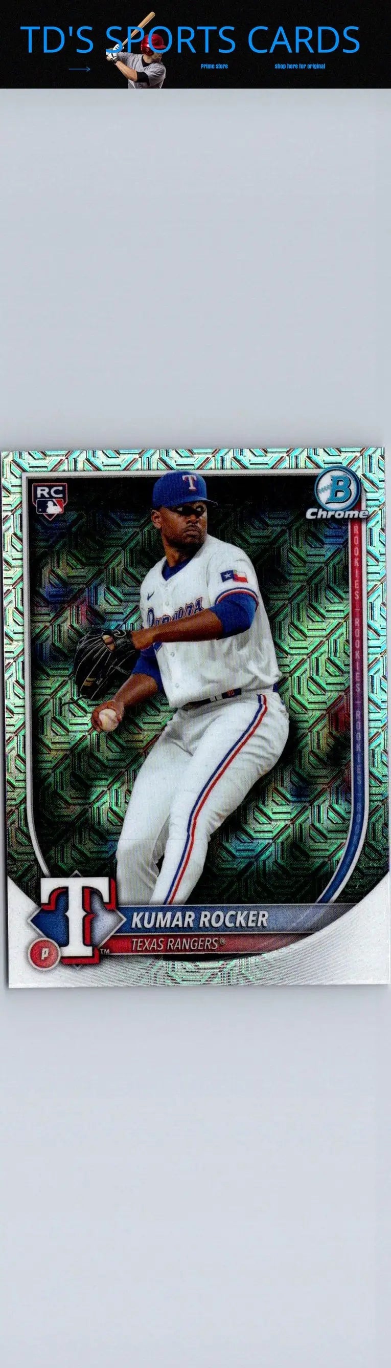 Kumar Rocker baseball card from 2025 Bowman Chrome Mojo Refractor set