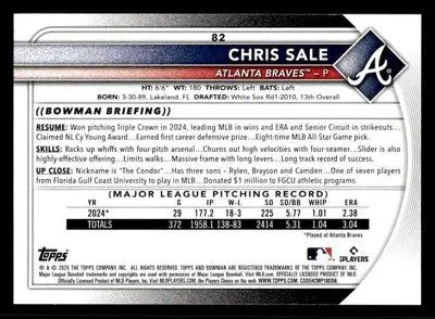 2025 Bowman #82 Chris Sale - Baseball Card Single