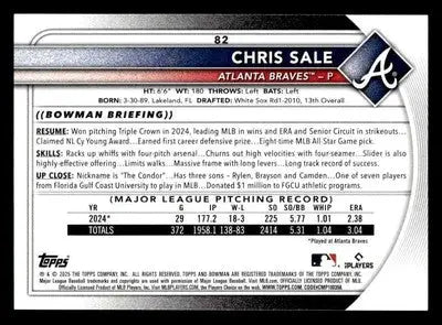 2025 Bowman #82 Chris Sale - Baseball Card Single