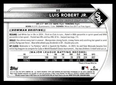 2025 Bowman #88 Luis Robert Jr. - Baseball Card Single