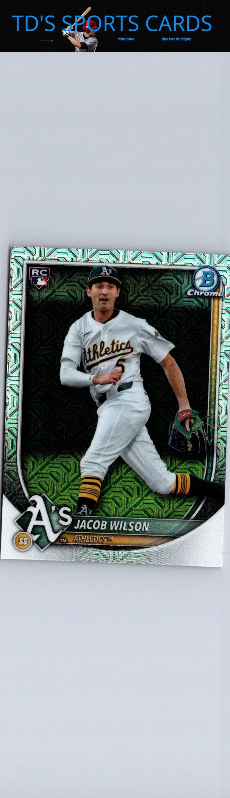 Jacob Wilson Chrome baseball card from 2025 Bowman #9 Wilson Chrome Mojo Refractor