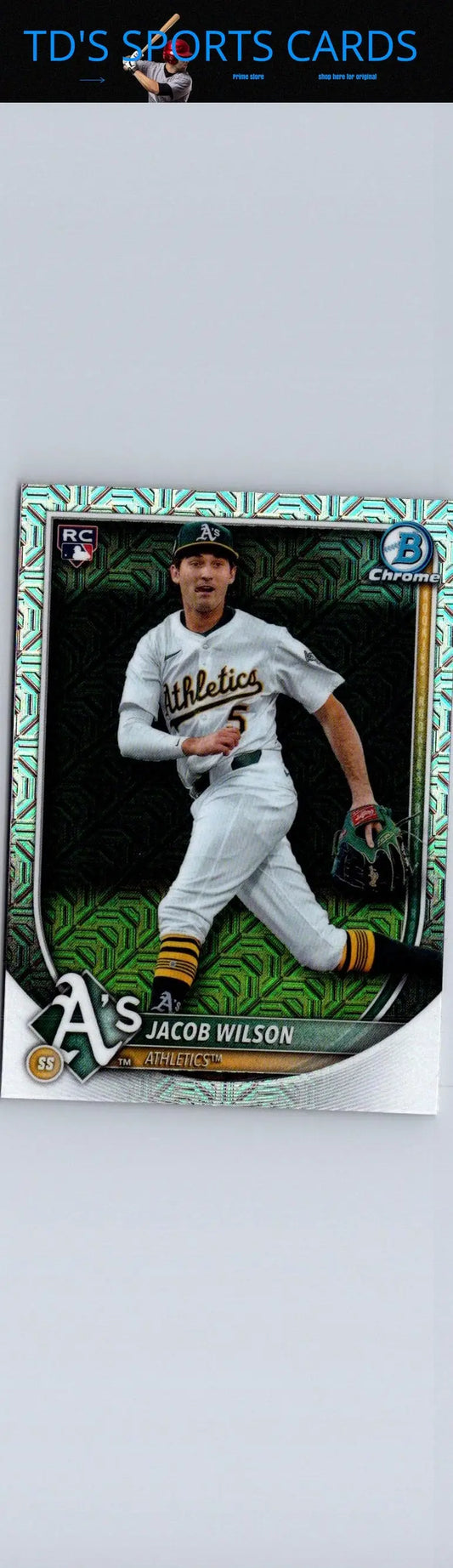 Jacob Wilson Chrome baseball card from 2025 Bowman #9 Wilson Chrome Mojo Refractor