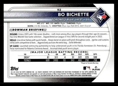 2025 Bowman #92 Bo Bichette - Baseball Card Single