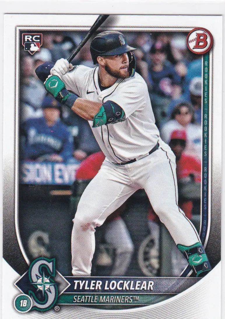 Tyler Locklear RC baseball card from 2025 Bowman #93 Seattle Mariners featuring Locklear RC Seattle