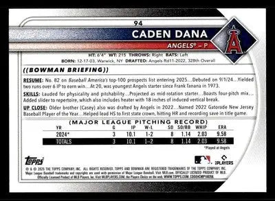 2025 Bowman #94 Caden Dana - Baseball Card Single