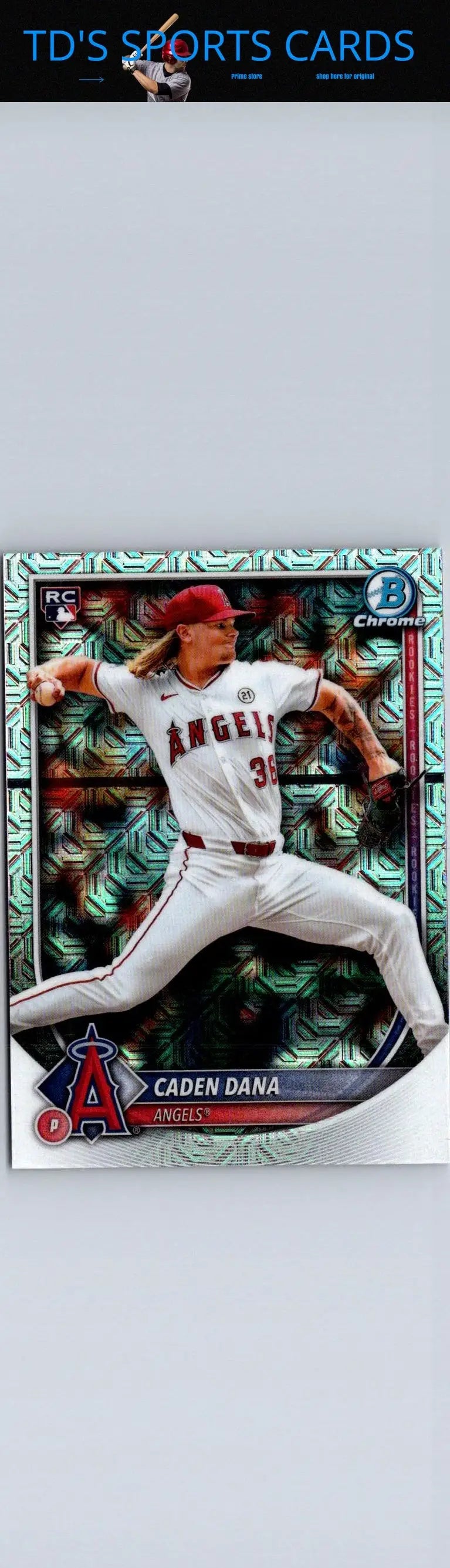 Baseball card of Caden Dana from 2025 Bowman Chrome Mojo Refractor series
