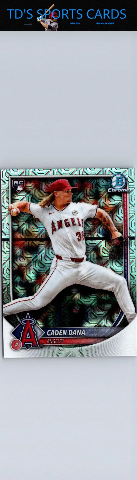 Baseball card of Caden Dana from 2025 Bowman Chrome Mojo Refractor series