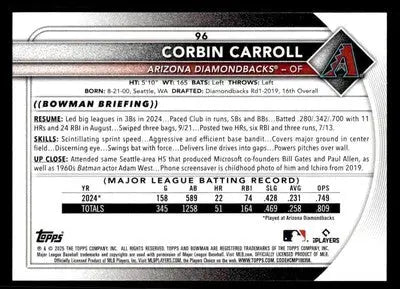 2025 Bowman #96 Corbin Carroll - Baseball Card Single