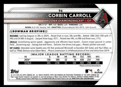 2025 Bowman #96 Corbin Carroll - Baseball Card Single