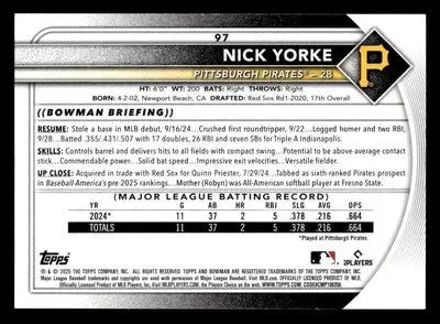 2025 Bowman #97 Nick Yorke - Baseball Card Single