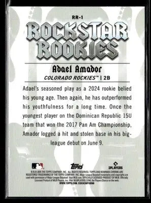 2025 Bowman Adael Amador #RR-1 Rockstar Rookies Colorado Rockies