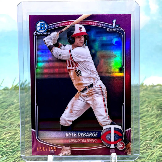 Kyle DeBarge Minnesota Twins baseball card Fuchsia Refractor 2025 Bowman BCP-139