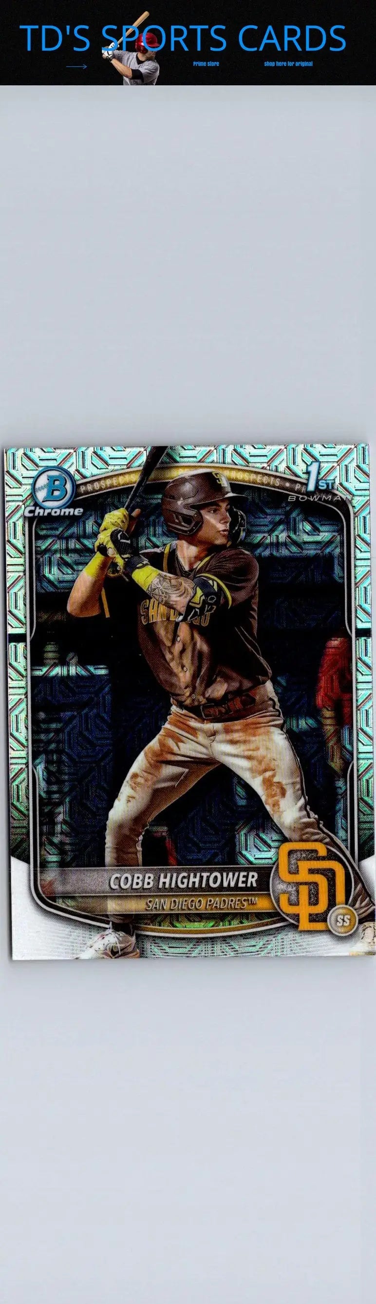 Baseball trading card featuring Cobb Hightower Chrome Prospects Mojo Refractor