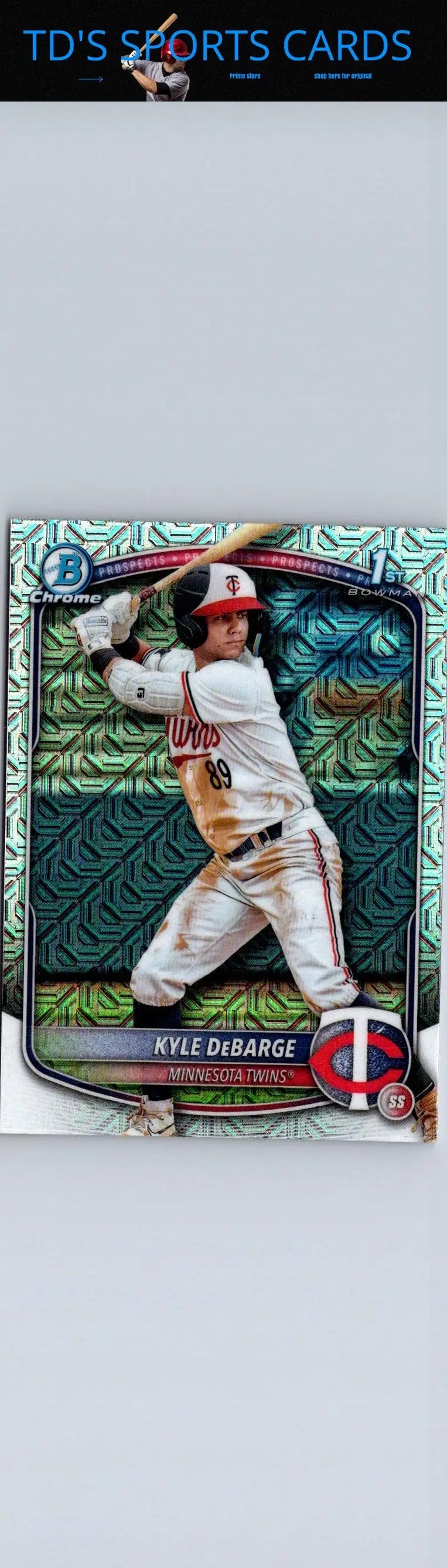 Baseball card of Kyle Debarge from 2025 Bowman Chrome Prospects Mojo Refractor
