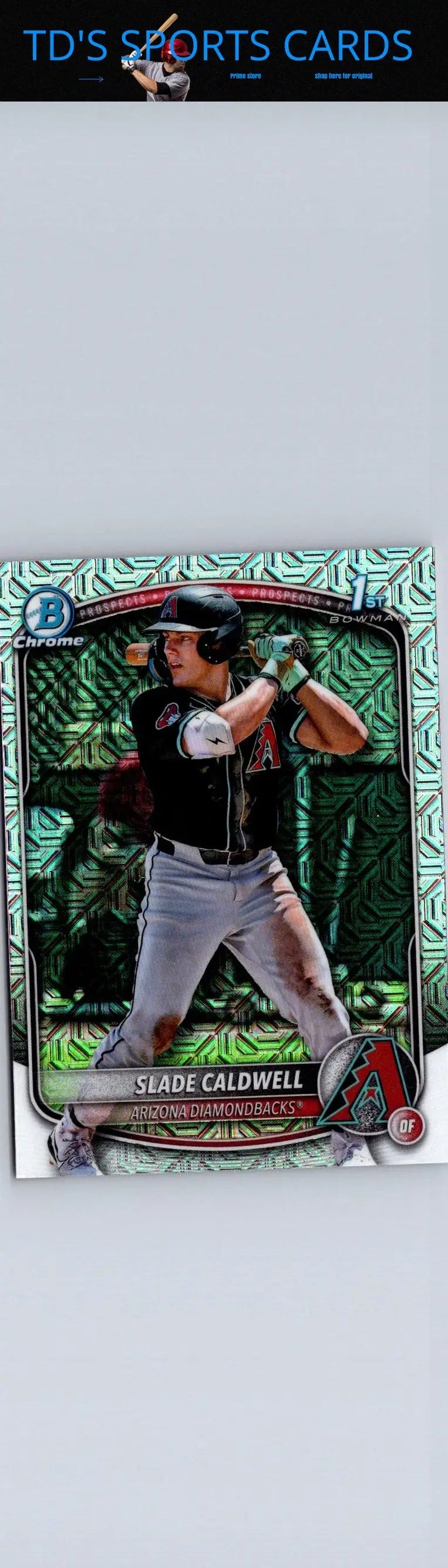 Slade Caldwell Chrome baseball card from 2025 Bowman #BCP-21 Caldwell Chrome Prospects Mojo Refractor