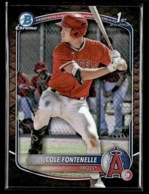 2025 Bowman #BCP-32 Cole Fontenelle Chrome Prospects Reptilian Refractor - Baseball Card Single