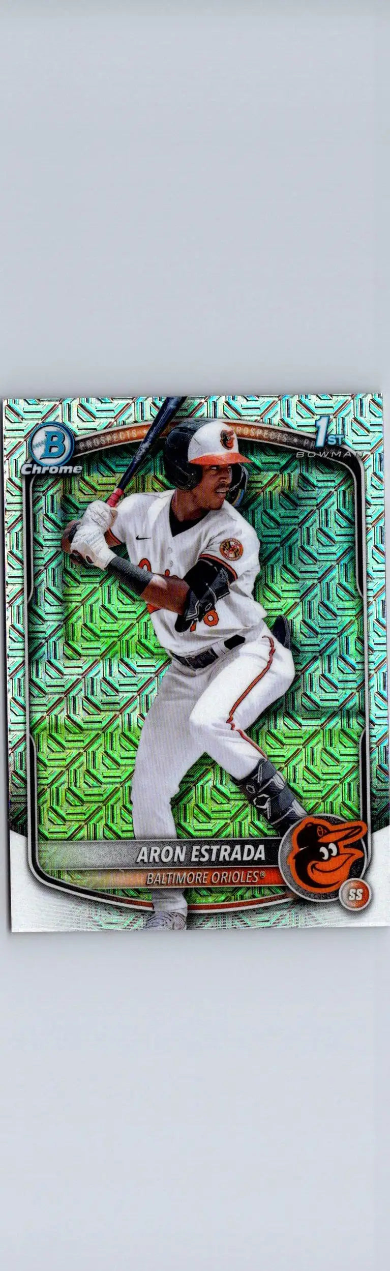 Aron Estrada Chrome Prospect Mojo Refractor baseball card from 2025 Bowman series