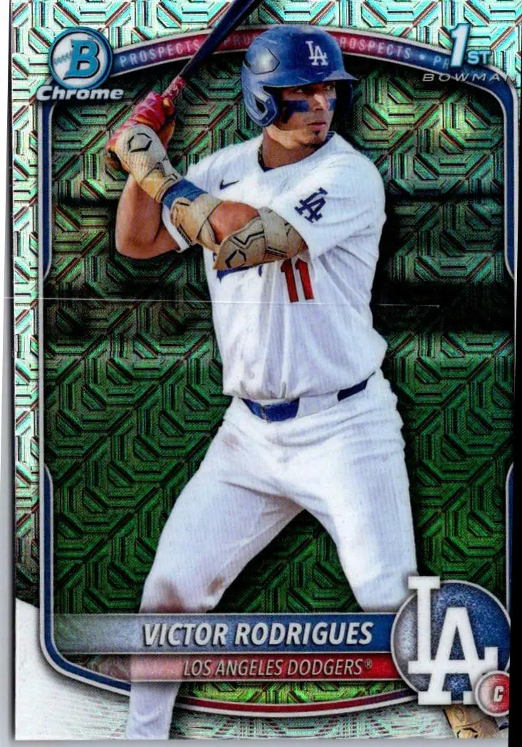Victor Rodrigues Chrome prospects baseball card from 2025 Bowman BCP-45