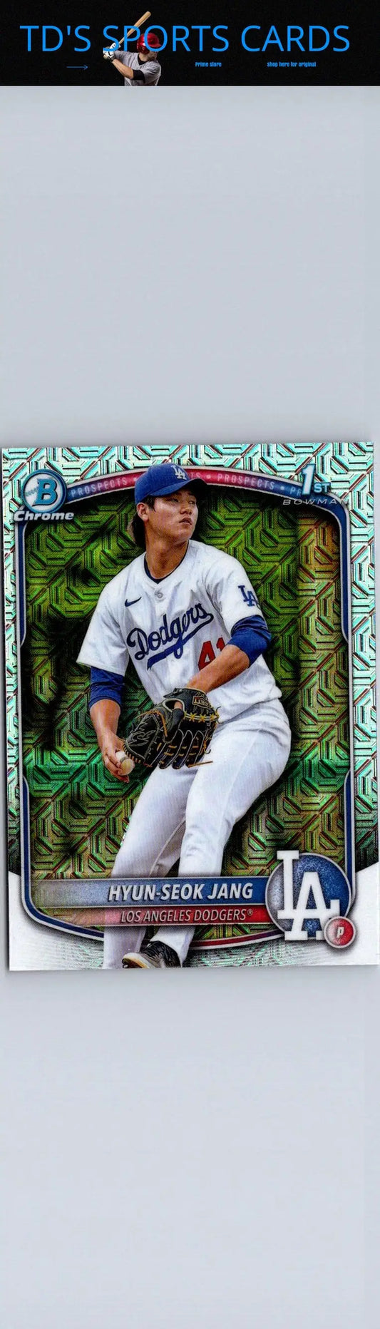 Hyun Seok Jang Chrome Prospects Mojo Refractor baseball card in 2025 Bowman product