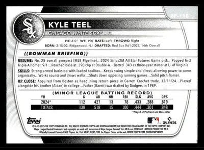 2025 Bowman #BP-118 Kyle Teel Prospects - Baseball Card Single