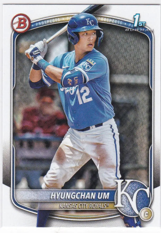 Hyungchan Um 1st Bowman Kansas City Royals baseball card featuring 2025 Bowman #BP-119
