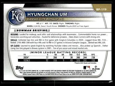 2025 Bowman #BP-119 Hyungchan Um Prospects - Baseball Card Single