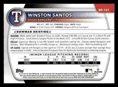 2025 Bowman #BP-121 Winston Santos Prospects - Baseball Card Single