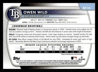 2025 Bowman #BP-14 Owen Wild Prospects - Baseball Card Single