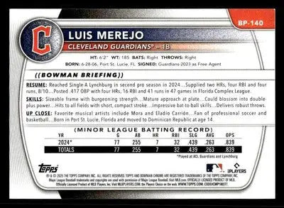 2025 Bowman #BP-140 Luis Merejo Prospects - Baseball Card Single