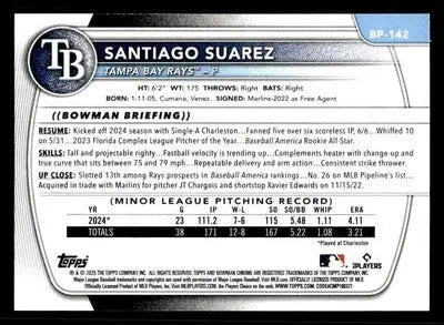 2025 Bowman #BP-142 Santiago Suarez Prospects - Baseball Card Single