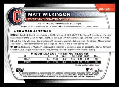 2025 Bowman #BP-145 Matt Wilkinson Prospects - Baseball Card Single
