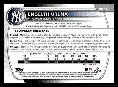 2025 Bowman #BP-16 Engelth Urena Prospects - Baseball Card Single