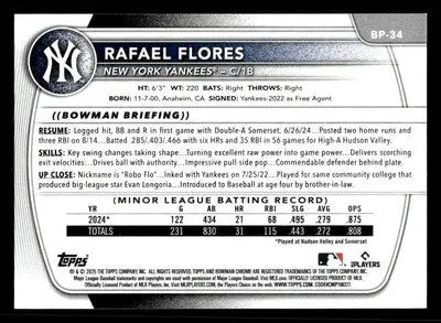 2025 Bowman #BP-34 Rafael Flores Prospects - Baseball Card Single
