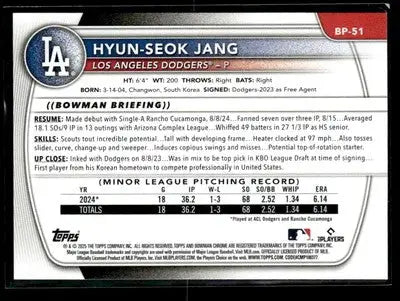 2025 Bowman #BP-51 Hyun-Seok Jang Prospects - Baseball Card Single