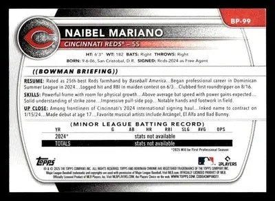 2025 Bowman #BP-99 Naibel Mariano Prospects - Baseball Card Single