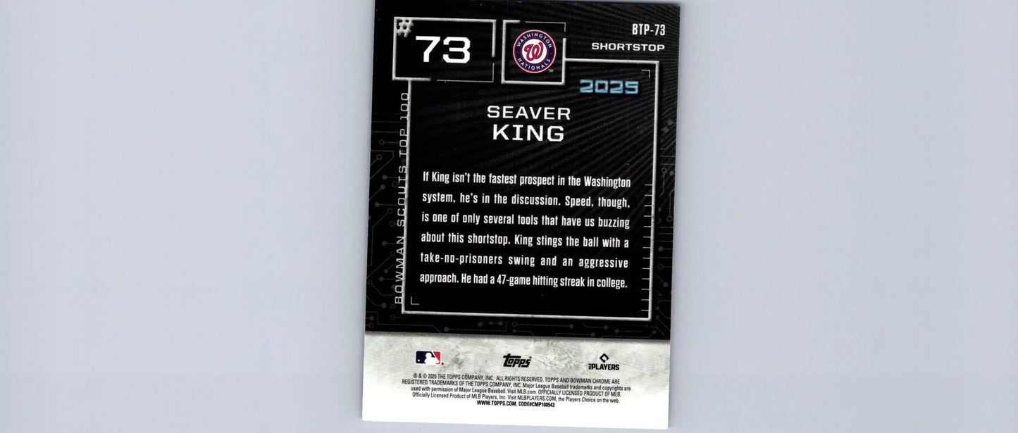 Seaver King Bowman Scouts Top 100 baseball card from 2025 Bowman #BTP-73