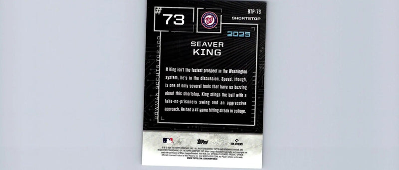Seaver King Bowman Scouts Top 100 baseball card from 2025 Bowman #BTP-73