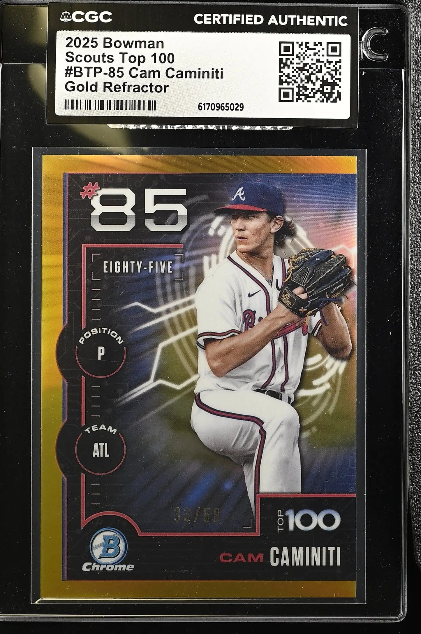 2025 Bowman #BTP-85 Cam Caminiti Scouts Top 100 CGC Authentic #/50