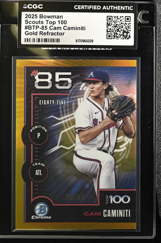 2025 Bowman #BTP-85 Cam Caminiti Scouts Top 100 CGC Authentic #/50 - Baseball Card Single