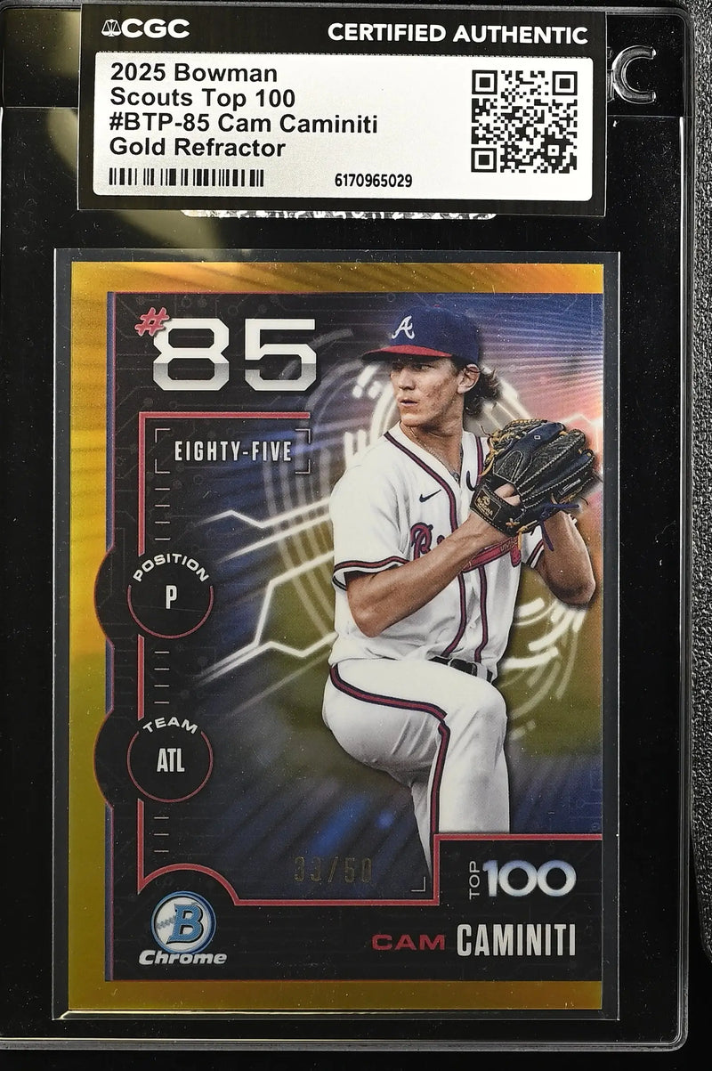 2025 Bowman #BTP-85 Cam Caminiti Scouts Top 100 CGC Authentic #/50