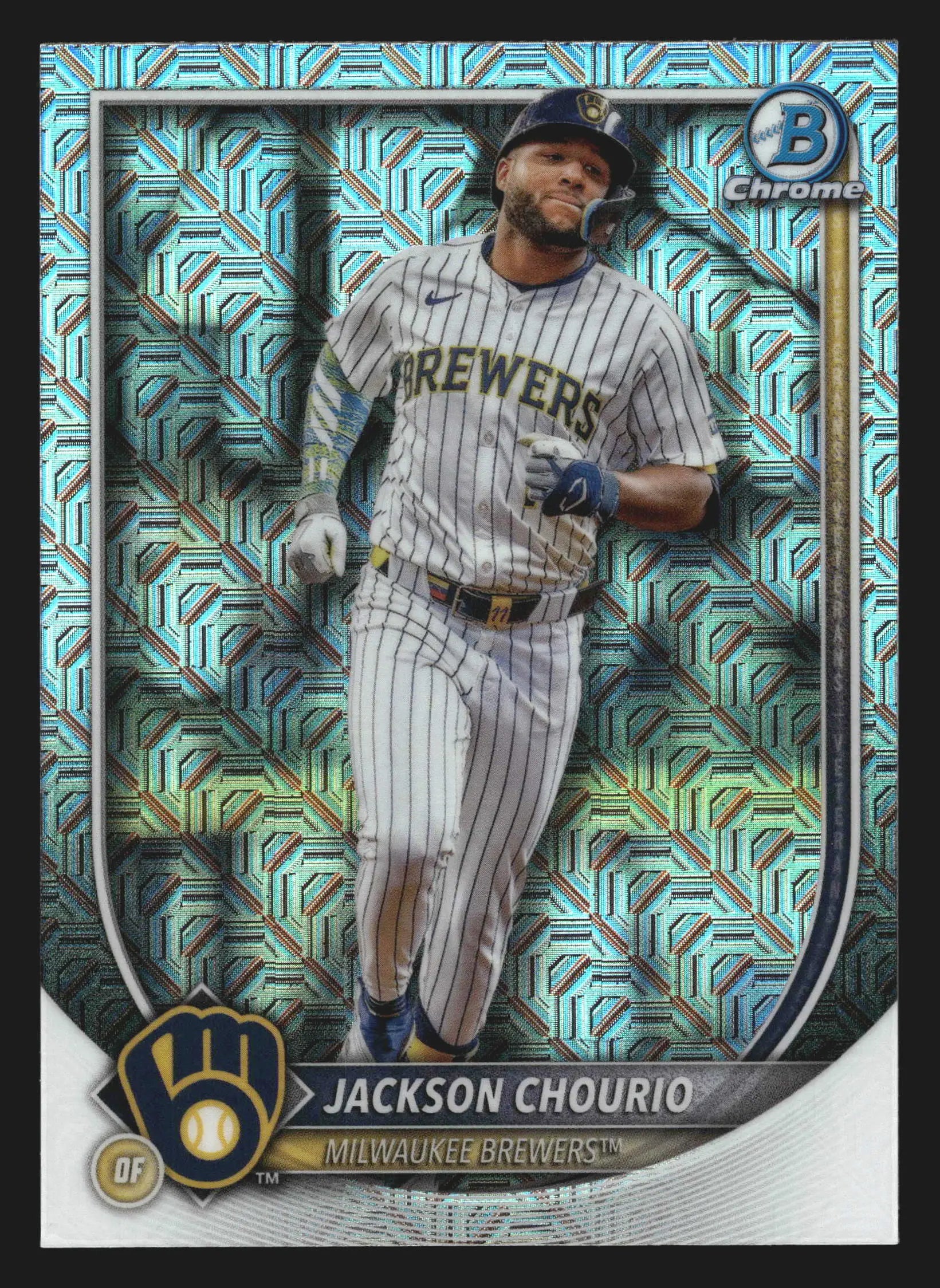 2025 Bowman Chrome #40 Jackson Chourio Mega Box Mojo Refractor Milwaukee Brewers - Baseball Card Single