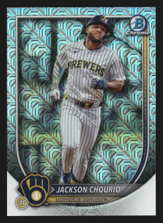 2025 Bowman Chrome #40 Jackson Chourio Mega Box Mojo Refractor Milwaukee Brewers - Baseball Card Single