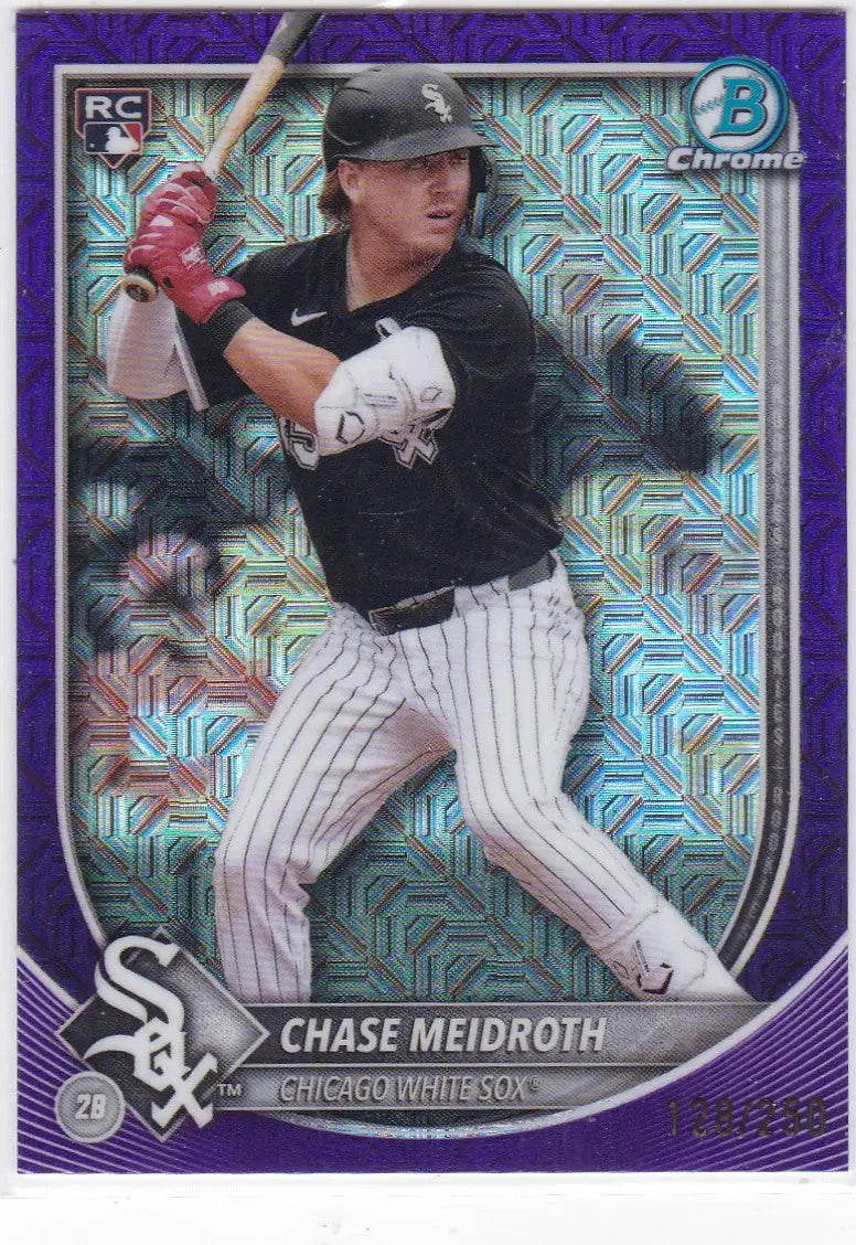 2025 Bowman Chrome #71 Chase Meidroth Purple MOJO RC 128/250 White Sox - Baseball Card Single