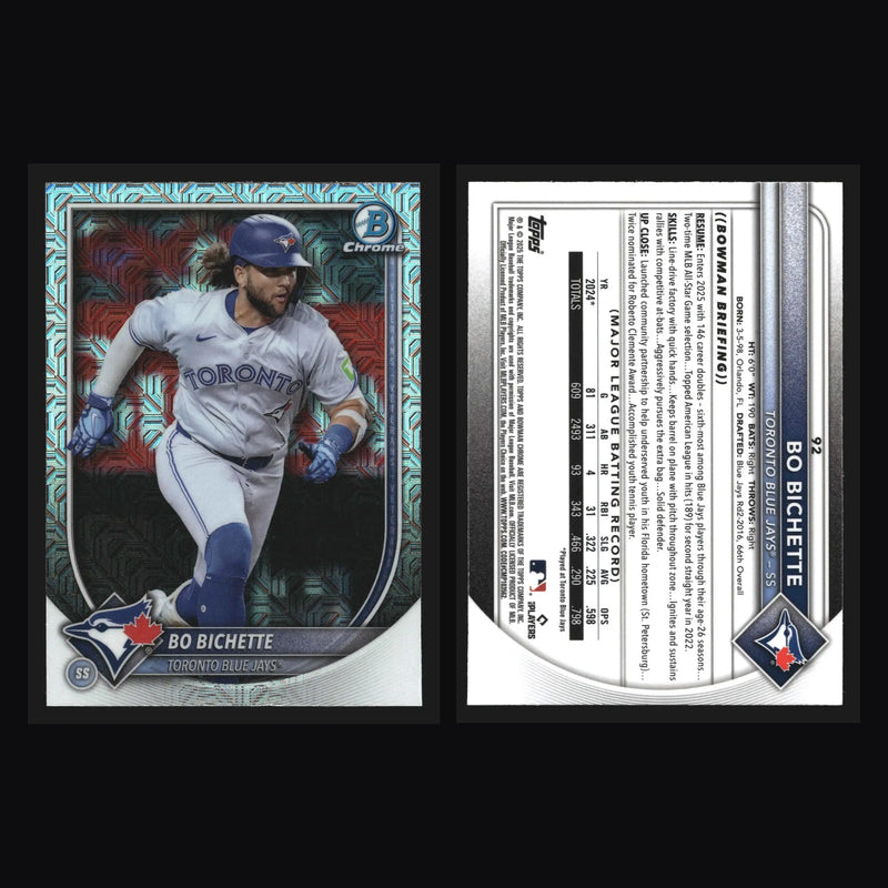 2025 Bowman Chrome #92 Bo Bichette Mega Box Mojo Refractor Blue Jays - Baseball Card Single
