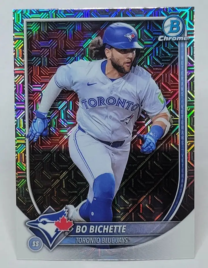 2025 Bowman Chrome Bo Bichette Mojo Refractor baseball card for collectors