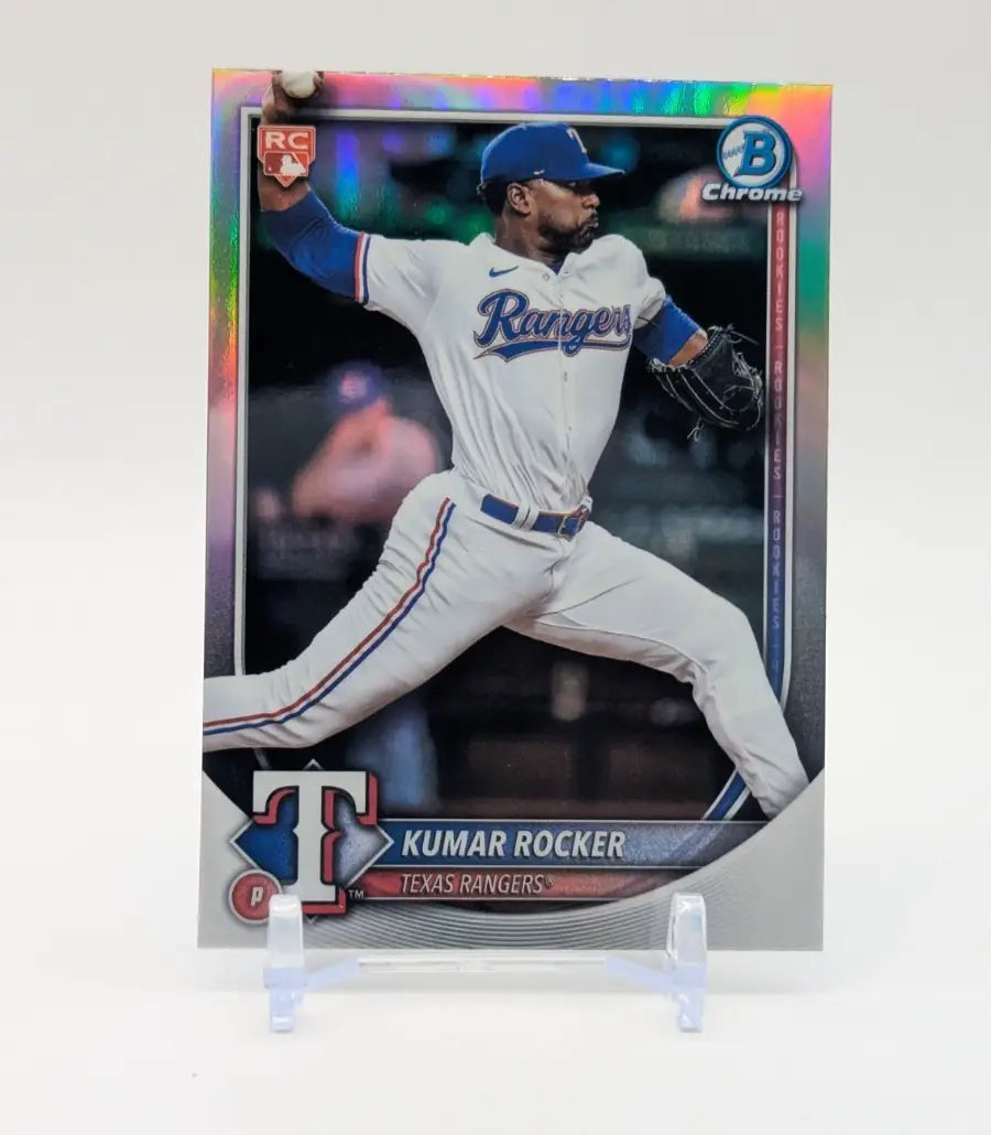 2025 BOWMAN CHROME #98 KUMAR ROCKER ROOKIE RED VARIATION RC TEXAS RANGERS - Baseball Card Single