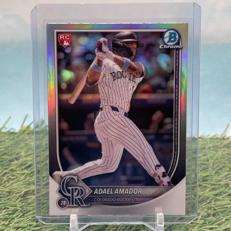 Adael Amador baseball card from 2025 Bowman Chrome Adael Amador Red Rookie series