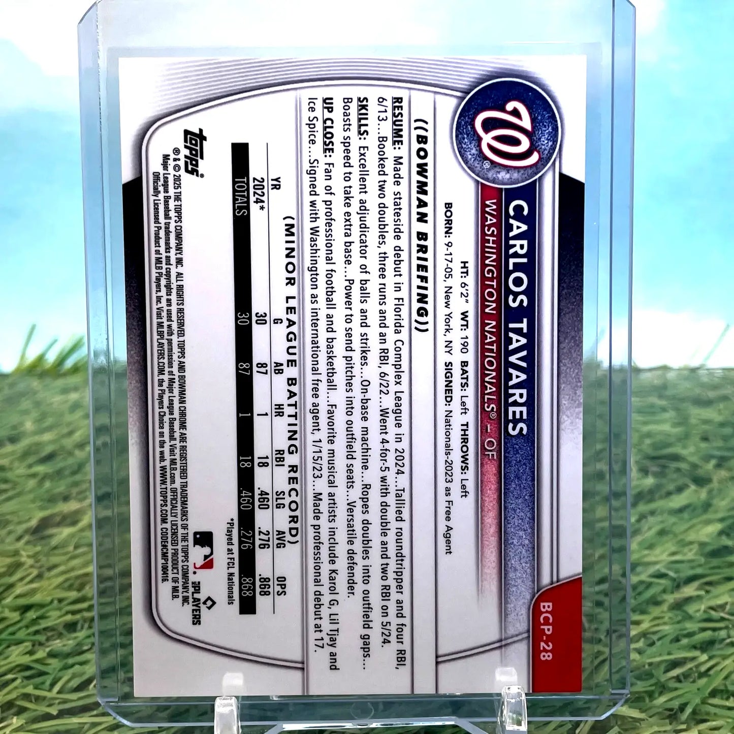 Carlos Tavares Bowman Chrome Baseball first Lava Refractor card featuring Nationals team