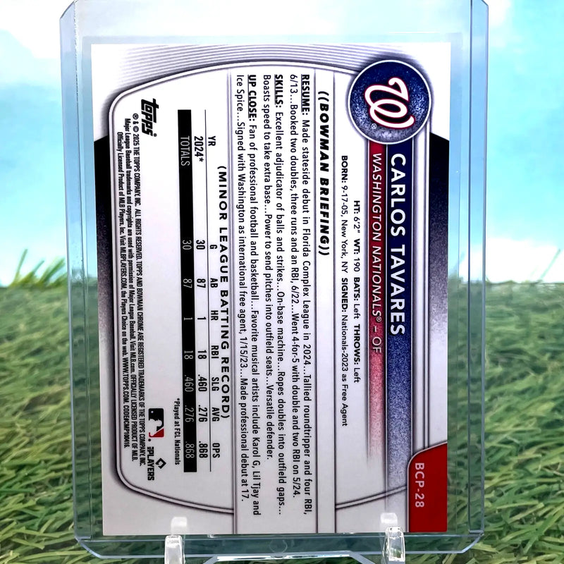 Carlos Tavares Bowman Chrome Baseball first Lava Refractor card featuring Nationals team